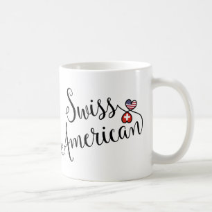 De Café Americano suíço caneca entrelaçada dos coraçõ