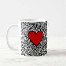amor caneca cardíaca com rabisco