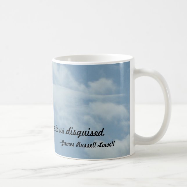 De Café Angel Wings nas nuvens 15 oz. Caneca (Direita)
