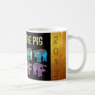 De Café Ano Novo Chinês do Porco Pop da Caneca Branca Dour