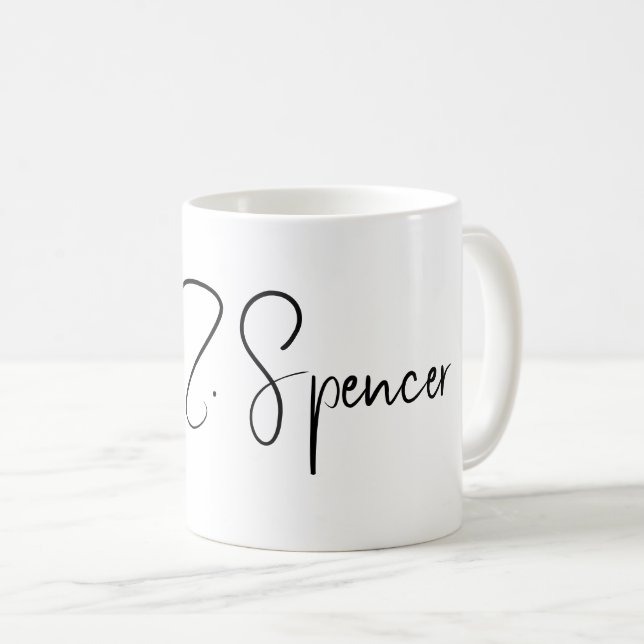 De Café apenas uma simples caneca branca com nome (Frente Esquerda)