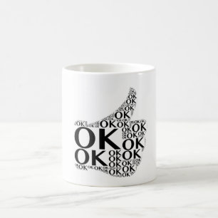 De Café Aprovação, dos polegares caneca acima -