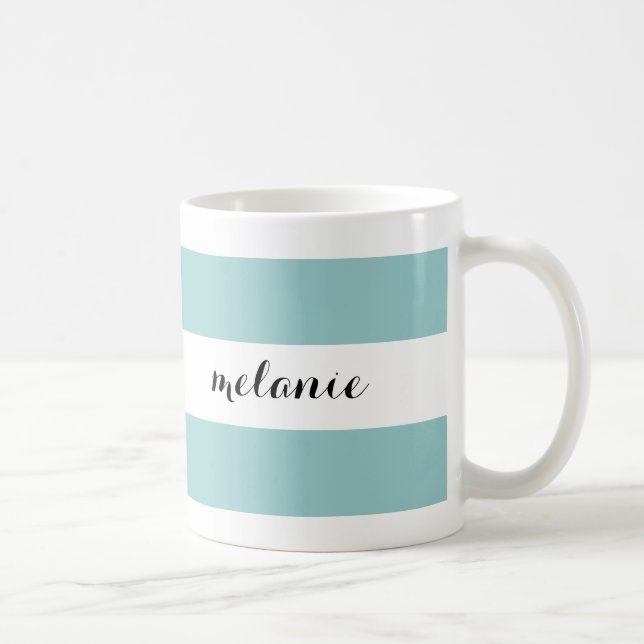 De Café Aqua listrado caneca personalizada (Direita)