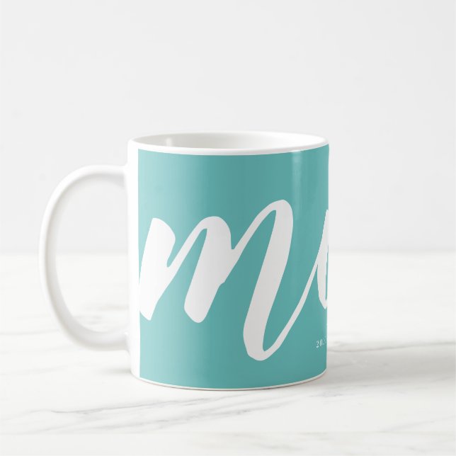 De Café Aqua | Tipografia Simples Mãe EST. Caneca (Esquerda)