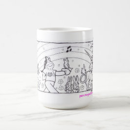 De Café Arcos-íris e caneca dos unicórnios