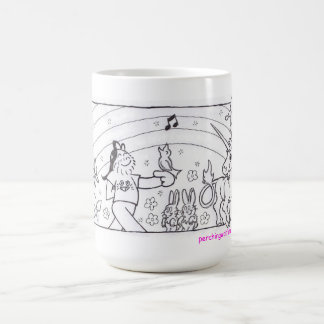 De Café Arcos-íris e caneca dos unicórnios