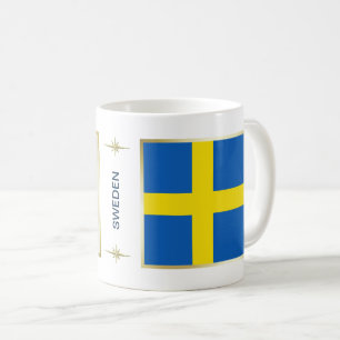 De Café Bandeira da suecia + Caneca do mapa