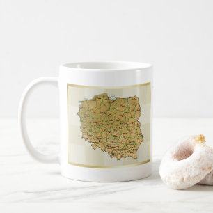 De Café Bandeira do Polônia + Caneca do mapa