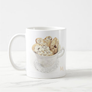 De Café BISCOTTI Caneca Branca + Inicial