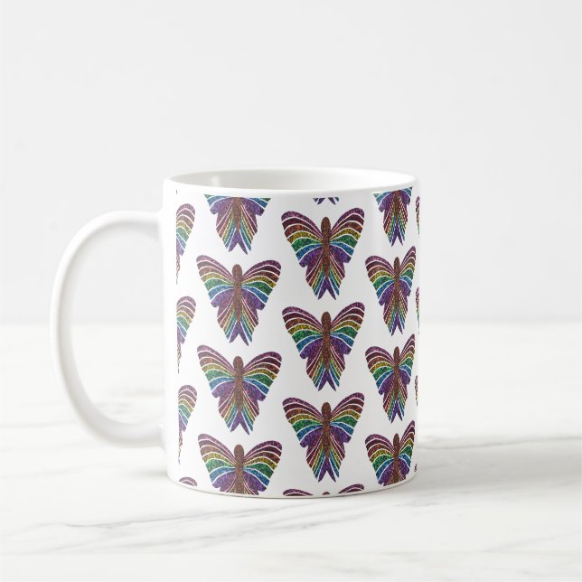 De Café Borboleta Arco-íris (padrão) - Caneca Clássica (Esquerda)