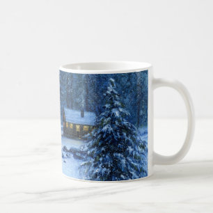 De Café "Cabine acolhedor caneca na neve"