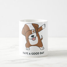 Cachorro Branco Marrom Ilustrado Tome uma Caneca d