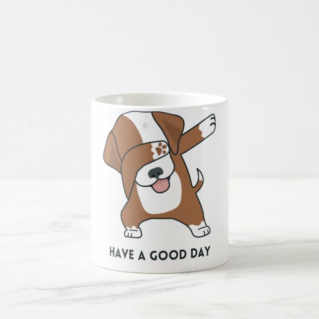 De Café Cachorro Branco Marrom Ilustrado Tome uma Caneca d (Centro)