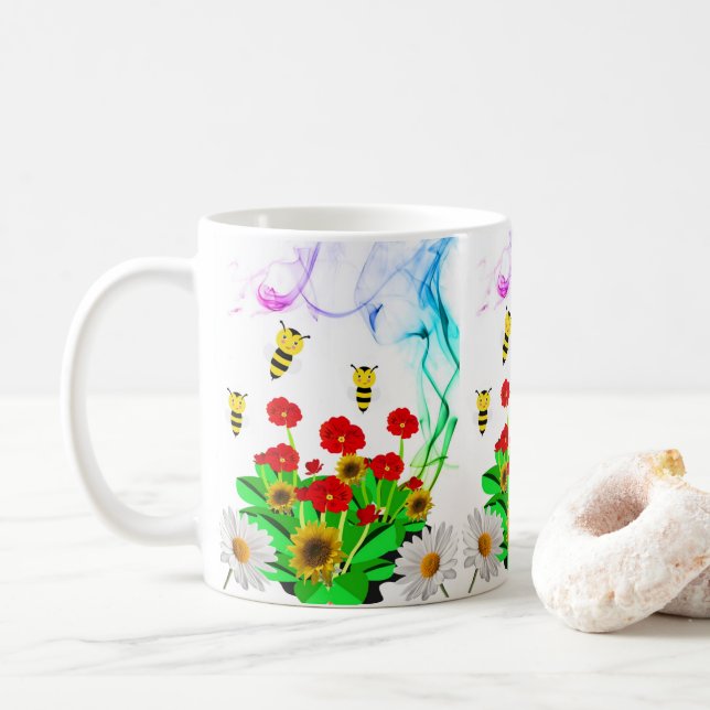 De Café Caneca Abelha Floral Bumblebee (Com Donut)