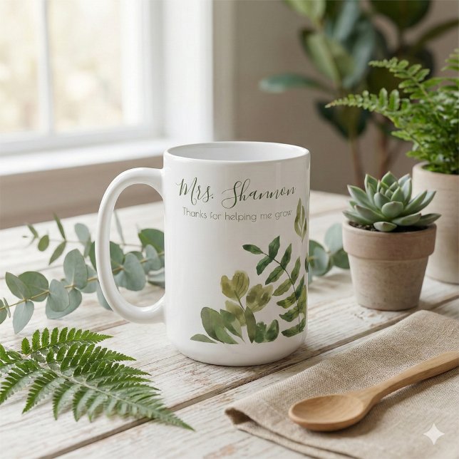 De Café Caneca Agradecendo por me Ajudar a Crescer (Thank a special teacher with this, "Thanks for helping me grow" personalized mug! )