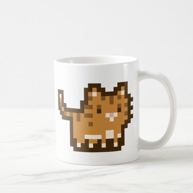 De Café Caneca alaranjada da arte do pixel do gato (Direita)