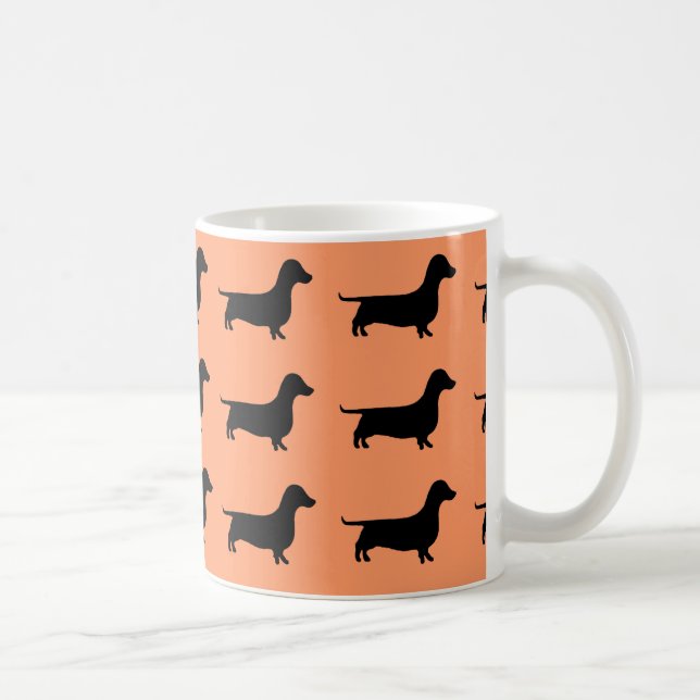 De Café Caneca alaranjada da silhueta do Dachshund (Direita)
