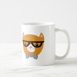 De Café Caneca alaranjada do gato do hipster
