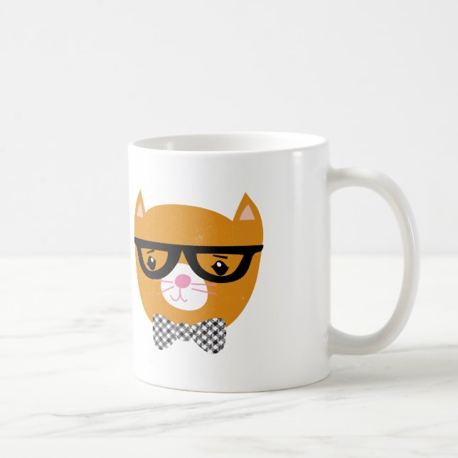 De Café Caneca alaranjada do gato do hipster (Direita)