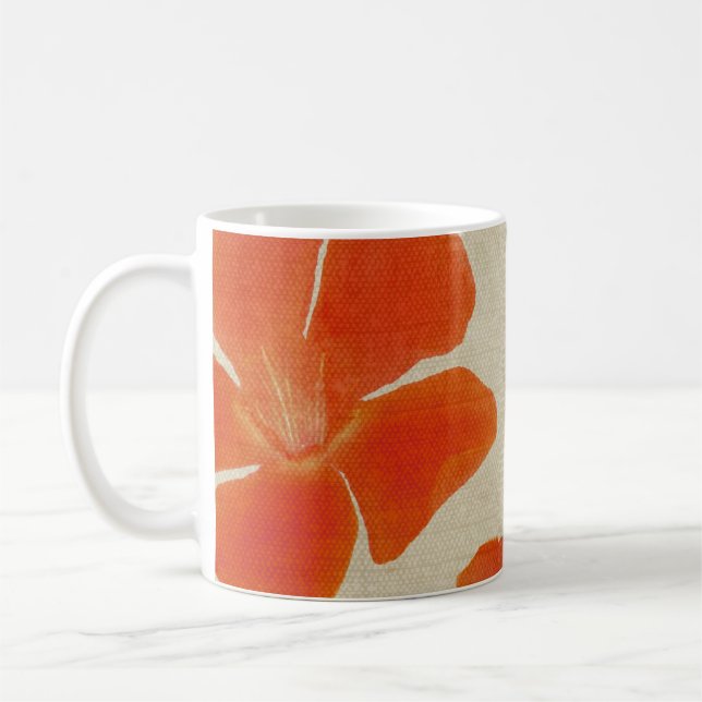 De Café Caneca alaranjada do impressão da flor (Esquerda)