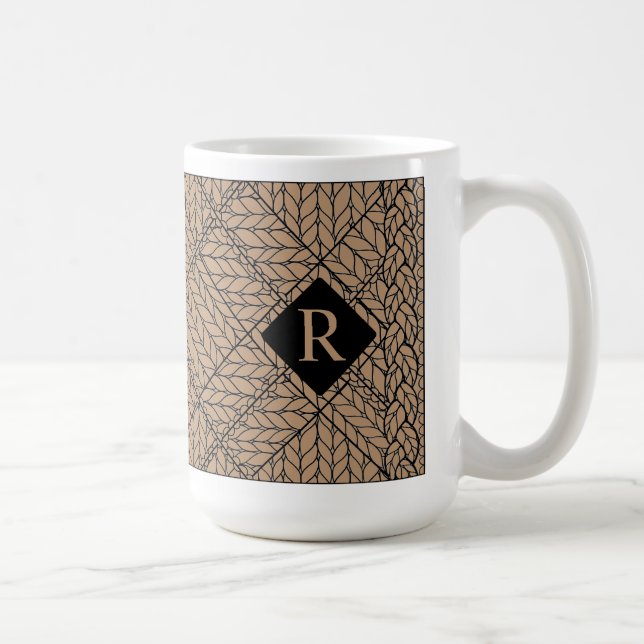 De Café Caneca Alta Branca TAN ARGYLE KNIT + Inicial II  (Direita)