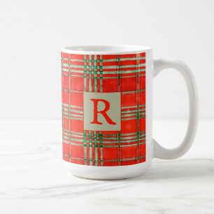 De Café CANECA ALTA BRANCA TARTAN VERMELHO SCOTT + Inicial