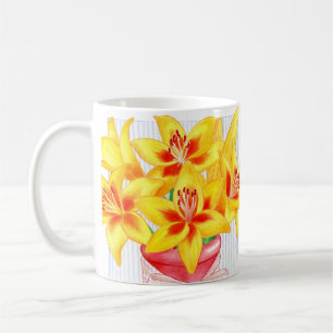De Café Caneca amarela dos lírios