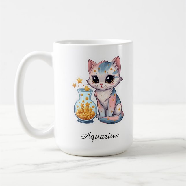 De Café Caneca Aquário Zodíaco Celestial - Aguadeiro Rosa (Esquerda)