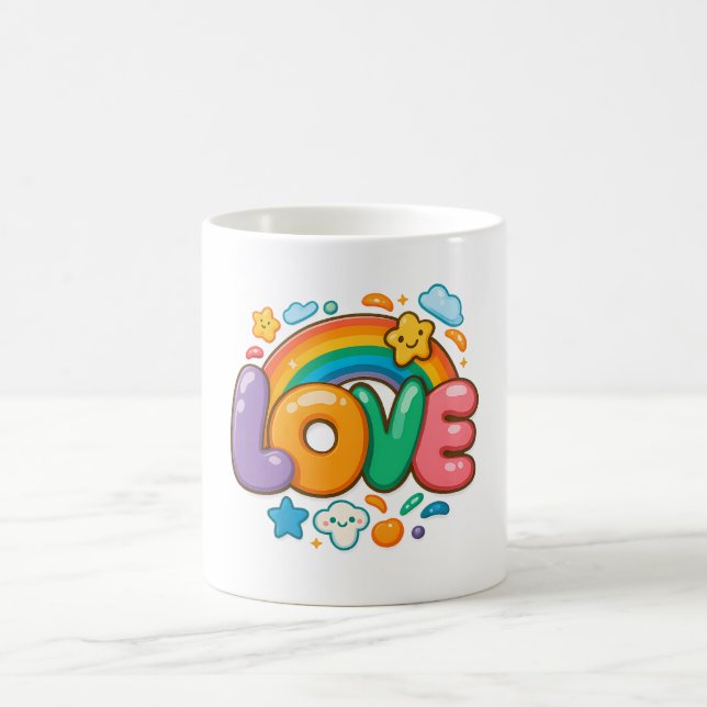 De Café 🌈💖 Caneca Arco-Íris “AMOR” ☕✨ (Centro)