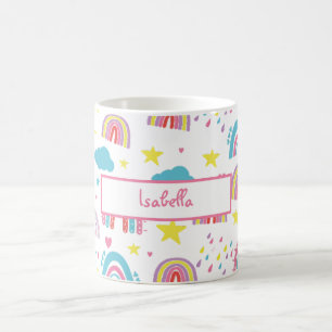 De Café Caneca Arco-Íris Personalizada para Meninas com No