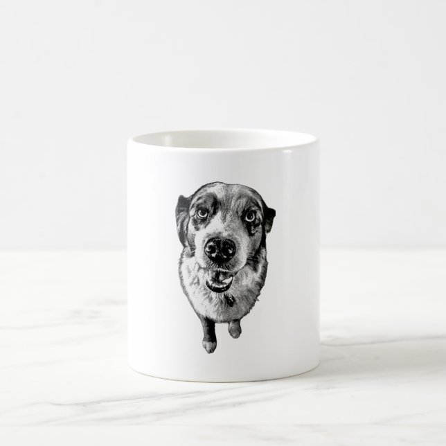 De Café Caneca Artística | Cachorro Aussie Preto e Branco  (Centro)