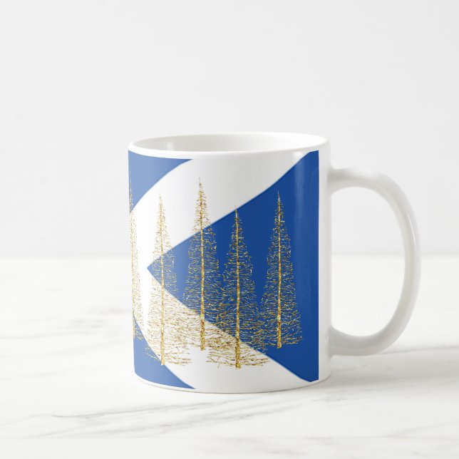 De Café Caneca Árvores Bandeira da Escócia Azul Branco (Direita)