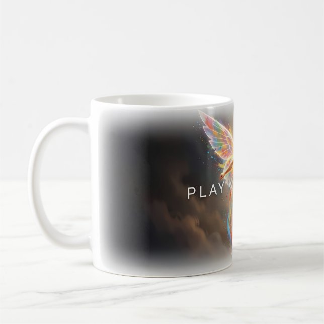 De Café Caneca Asas Arco-Íris Jogue Com Coração (Esquerda)