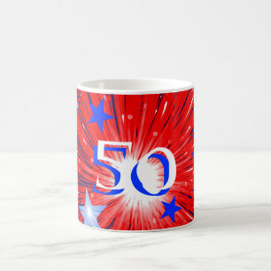 De Café Caneca Azul Azul Azul Vermelho com Firework