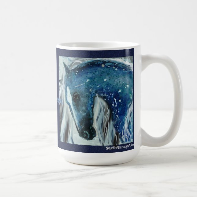 De Café Caneca azul do cavalo do salpico (Direita)
