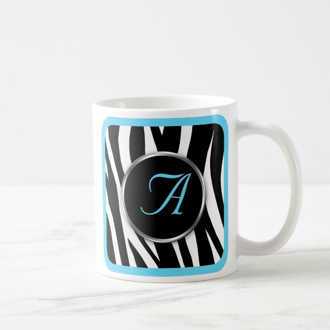 De Café Caneca azul do monograma do Aqua chique do (Direita)