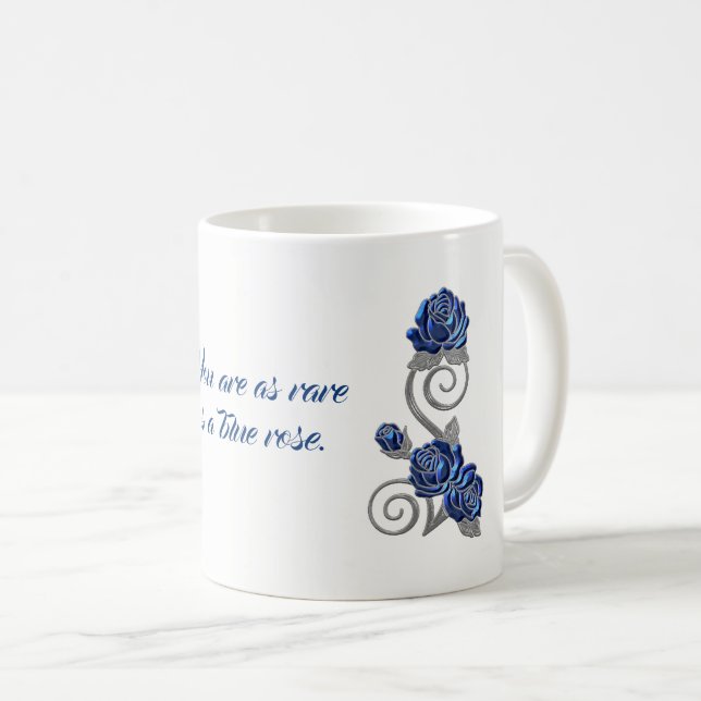 De Café Caneca azul do presente do sentimento dos rosas (Frente Esquerda)