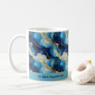De Café Caneca Azul Dourada Decorativa "Tanta Magnificênci