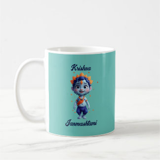De Café Caneca azul Krishna Janmashtami