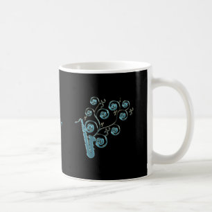 De Café Caneca azul personalizada da música do saxofone
