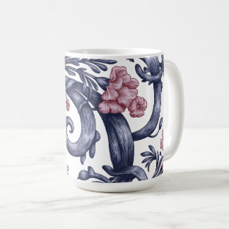 De Café Caneca Azul Rosa Art Nouveau