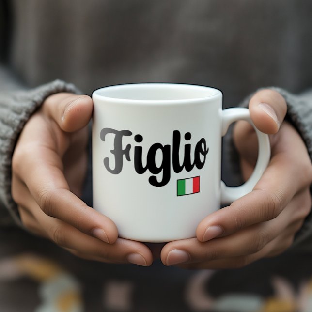 De Café Caneca Bandeira Italiana Figlio - Presente para Fi (Figlio Italian Flag Mug - Gift for Italian Son)
