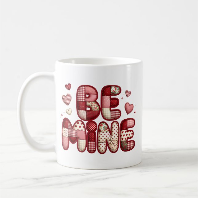 De Café Caneca "Be Mine" do Dia dos Namorados com Patchwor (Esquerda)