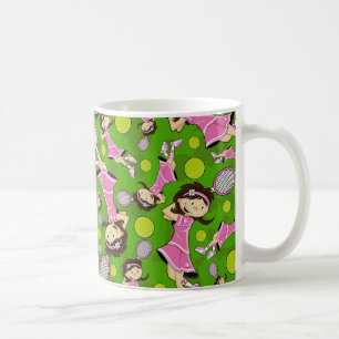 De Café Caneca bonito da menina do tênis