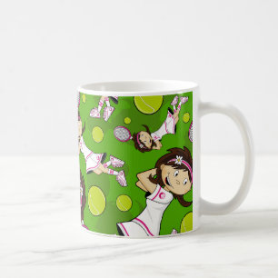 De Café Caneca bonito da menina do tênis