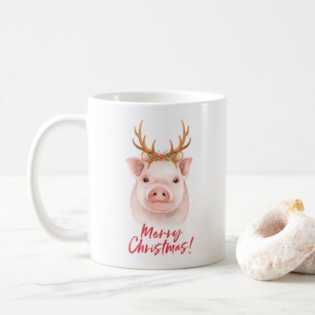 De Café Caneca bonito do Natal do porco (Com Donut)