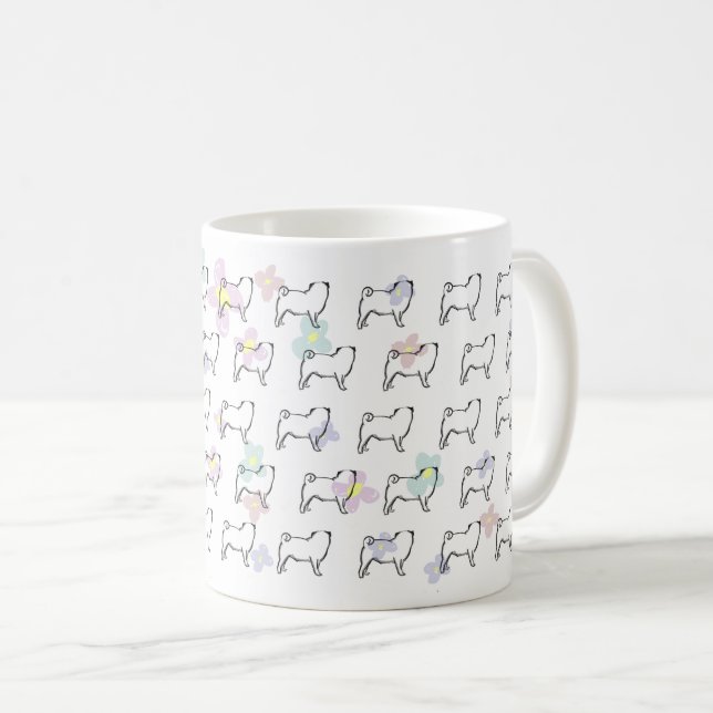 De Café Caneca bonito do teste padrão do cão do Pug da (Frente Esquerda)