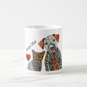 De Café Caneca bonito e colorida do cão e gato