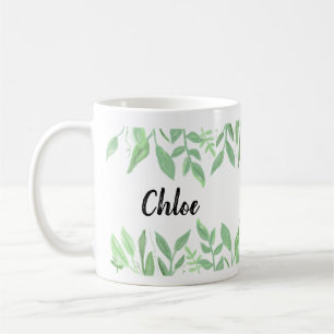 De Café Caneca botânica bonito do nome da aguarela