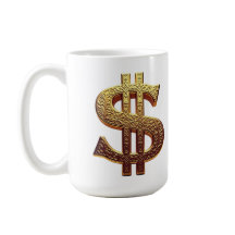 CANECA BRANCA CLÁSSICA -  CIFRÃO/TOM OURO